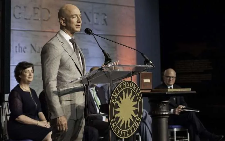 Jeff Bezos delivering a speech
