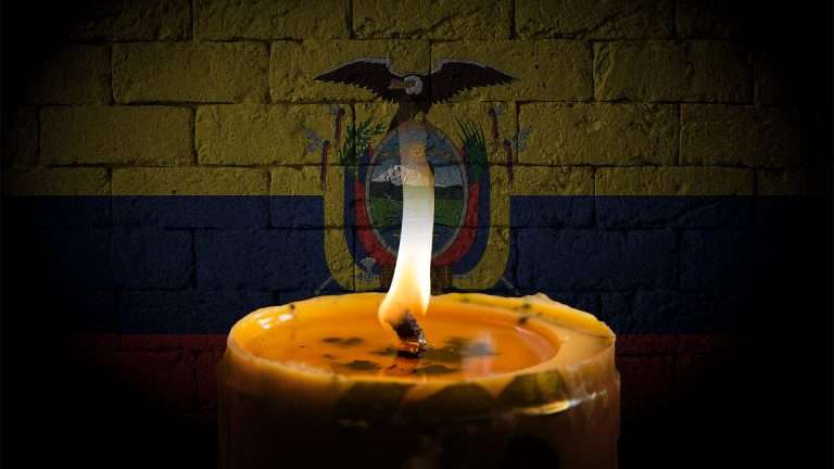 Ecuador flag with candle