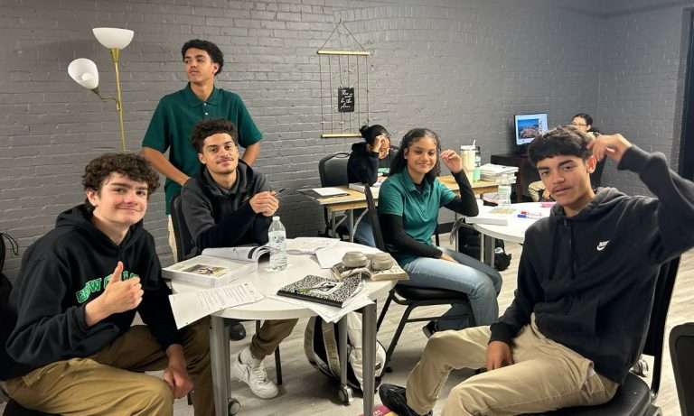 High school students at GROW Christian Learning Center in Worcester, Massachusetts