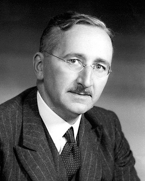 Black and white portrait of F. A. Hayek