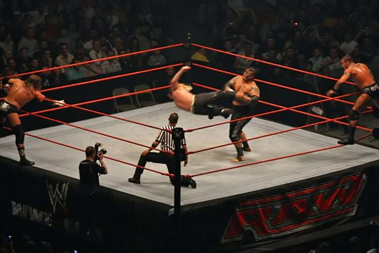 A tag team wrestling match.