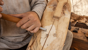 Hand-carved wooden artwork reflecting dedication and creativity in woodworking hobbies.