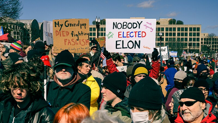 Image: Protestors gather to protest again DOGE.