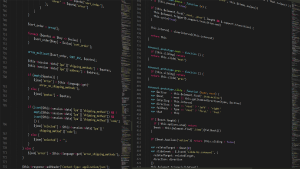 Computer code on a screen.