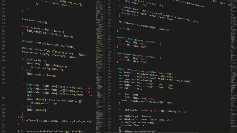 Computer code on a screen.