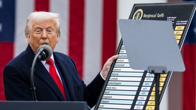 President Donald Trump signs an Executive Order on the Administration’s tariff plans at a “Make America Wealthy Again” event, Wednesday, April 2, 2025, in the White House Rose Garden. (Official White House Photo by Daniel Torok)