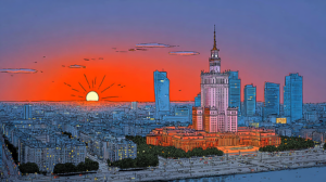 illustration of Warsaw skyline