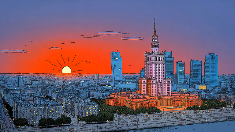 illustration of Warsaw skyline