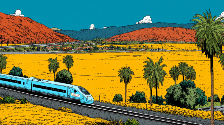 illustration of a train in the desert