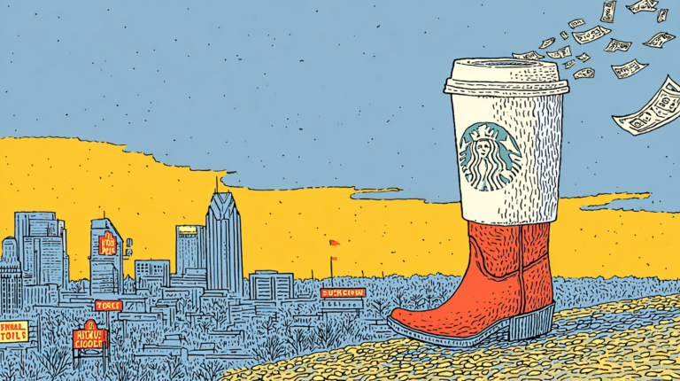 illustration of a cowboy boot with a starbucks logo
