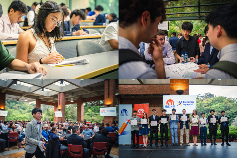 Collage of students participating in Economics Olympiad