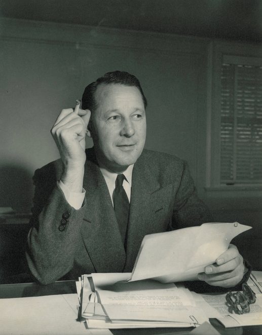 An early FEE staff member at work in the Irvington offices
