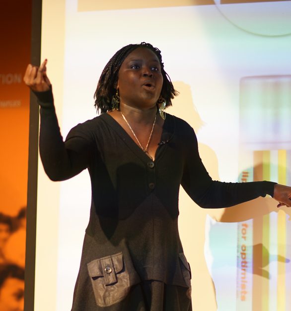 A speaker presenting at a FEE event